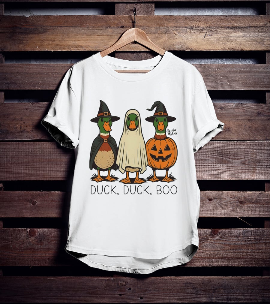 Duck Duck Boo Halloween 2026 Duck Trio In Costumes T-Shirt