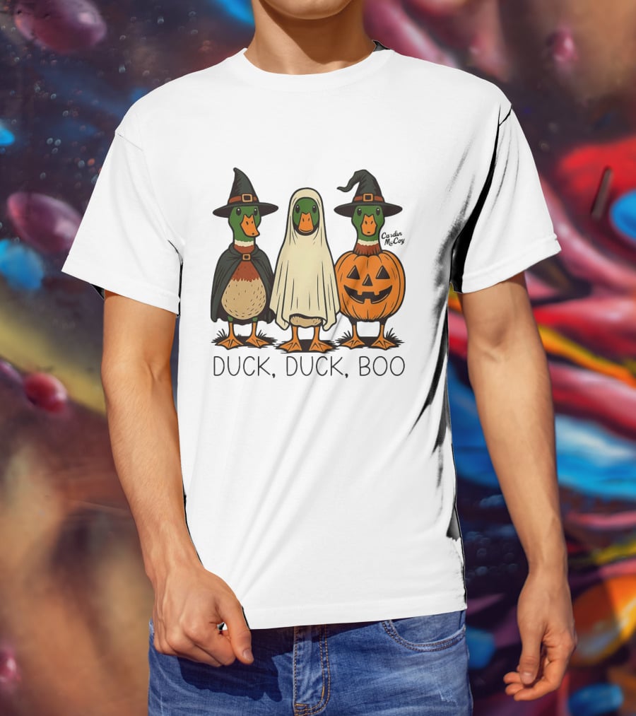 Duck Duck Boo Halloween 2026 Duck Trio In Costumes T-Shirt