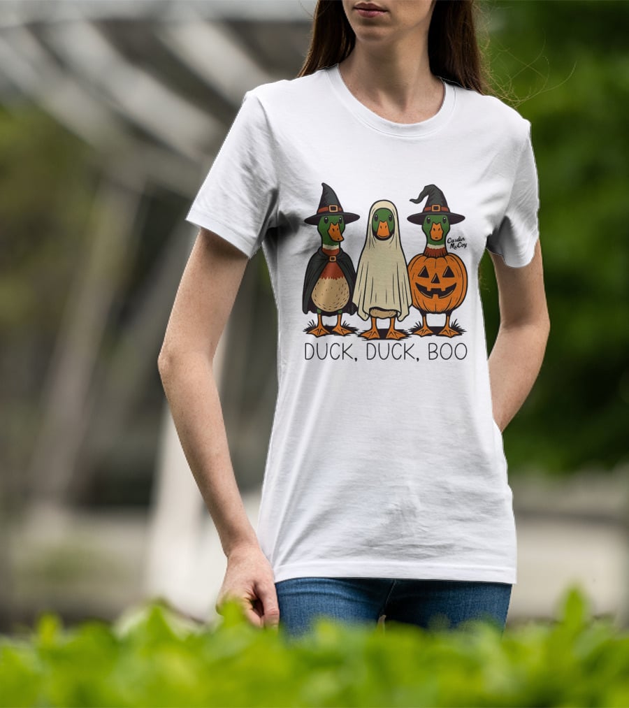 Duck Duck Boo Halloween 2026 Duck Trio In Costumes T-Shirt
