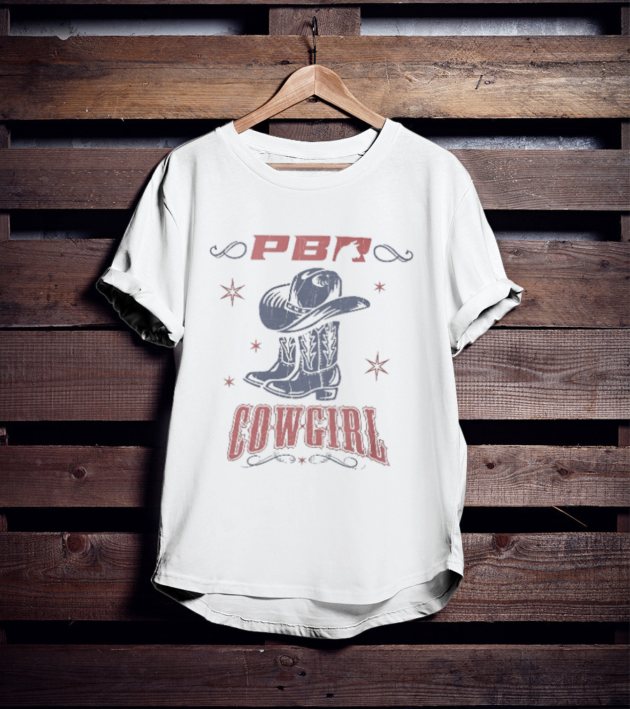 PBR Cowgirl Boots Hat Stars Western T-Shirt