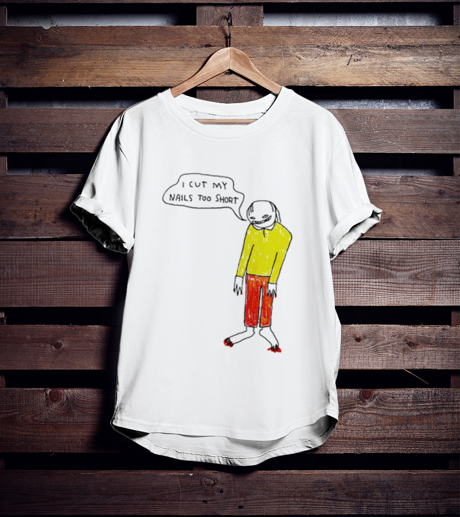 I Cut My Nails Too Short Yellow Red T-Shirt