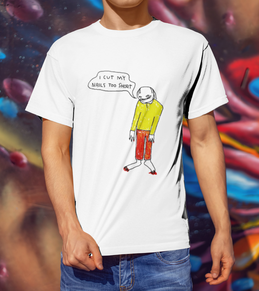I Cut My Nails Too Short Yellow Red T-Shirt