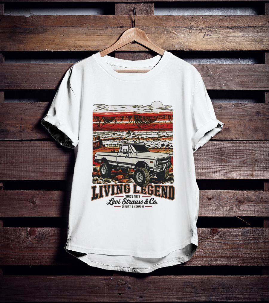Living Legend Since 1873 Levi Strauss Co Vintage Truck Desert Scene T-Shirt