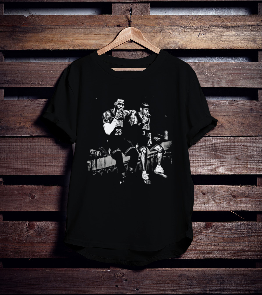 Allen Iverson LeBron James Meme Smoking Beer Bench Basketball Duo T-Shirt