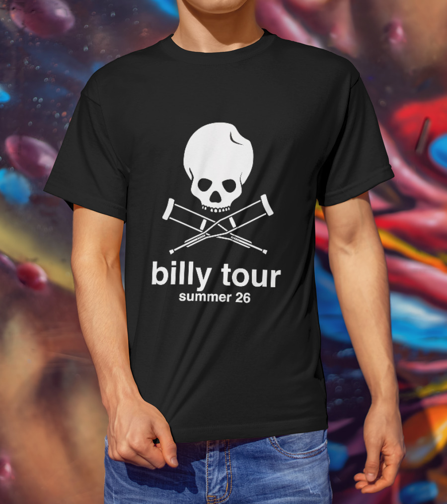 Billy Tour Summer 26 Skull And Crossed Crutches T-Shirt