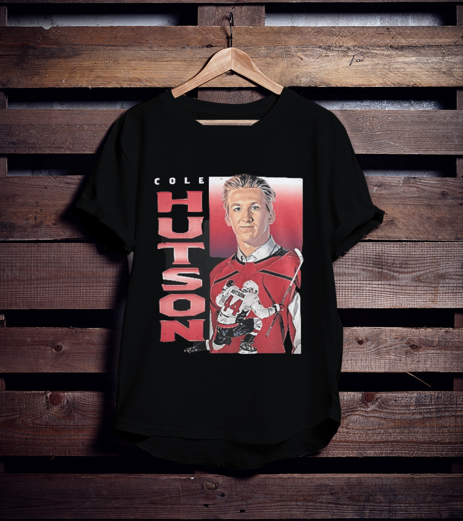 Cole Hutson Ice Hockey Player Red Jersey Number 44 Celebration T-Shirt