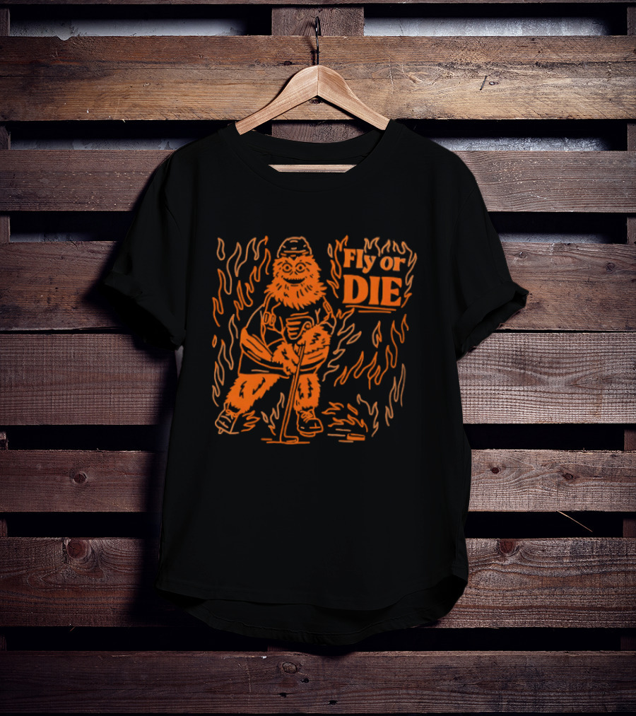 Fly Or Die Gritty Philadelphia Flyers Hockey Flame T-Shirt