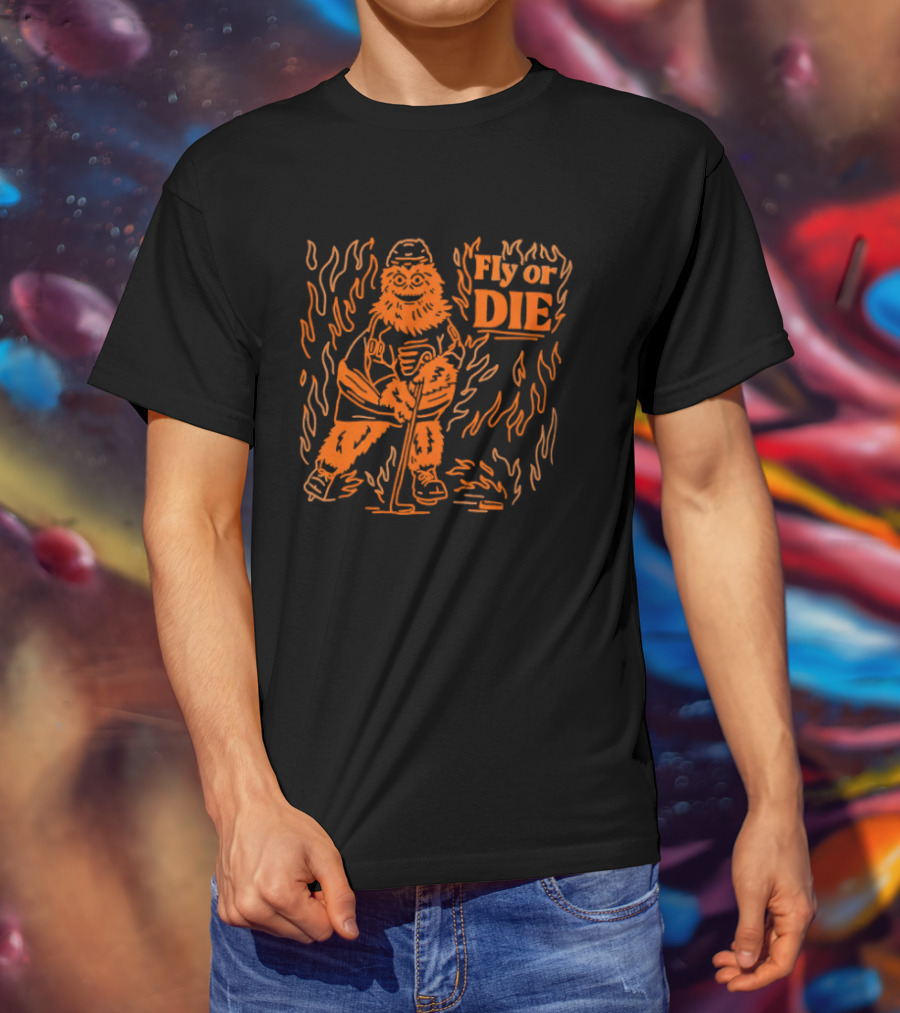 Fly Or Die Gritty Philadelphia Flyers Hockey Flame T-Shirt
