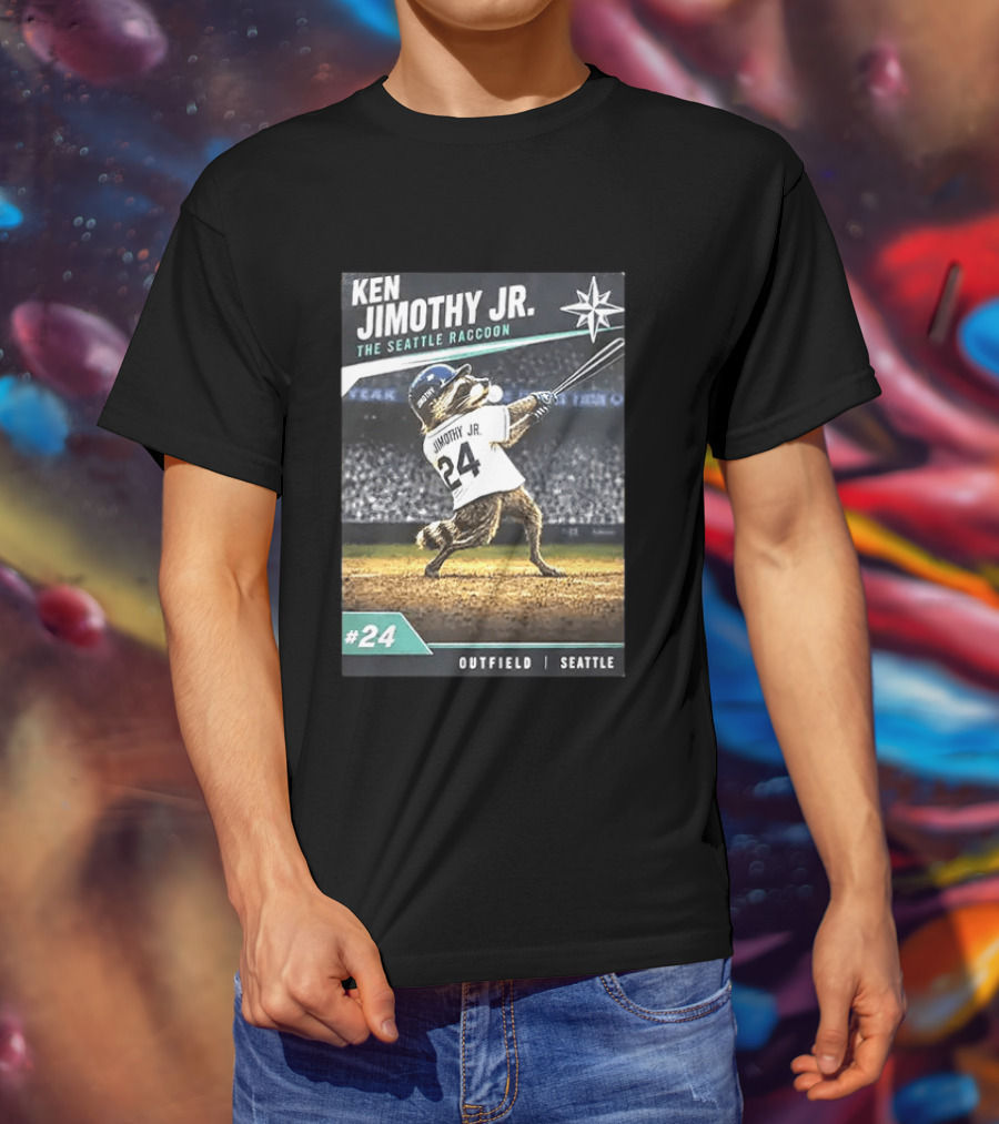 Ken Jimothy Jr The Seattle Raccoon Outfield Seattle Mariners #24 T-Shirt