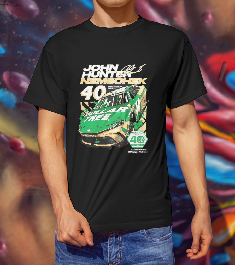 John Hunter Nemechek Dollar Tree 301 40th Anniversary 2026 Green Gold Toyota Camry Nascar New Hampshire Est 1986 T-Shirt