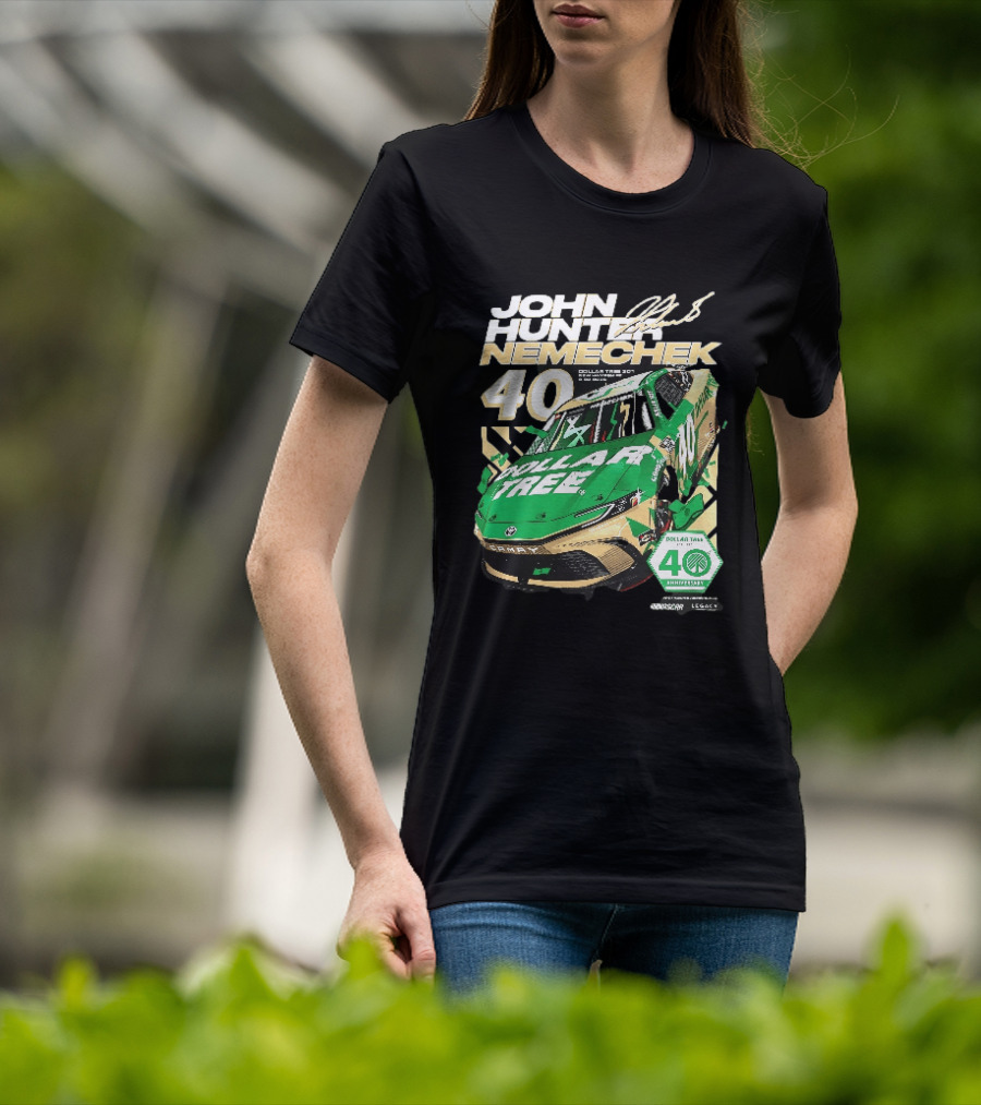 John Hunter Nemechek Dollar Tree 301 40th Anniversary 2026 Green Gold Toyota Camry Nascar New Hampshire Est 1986 T-Shirt