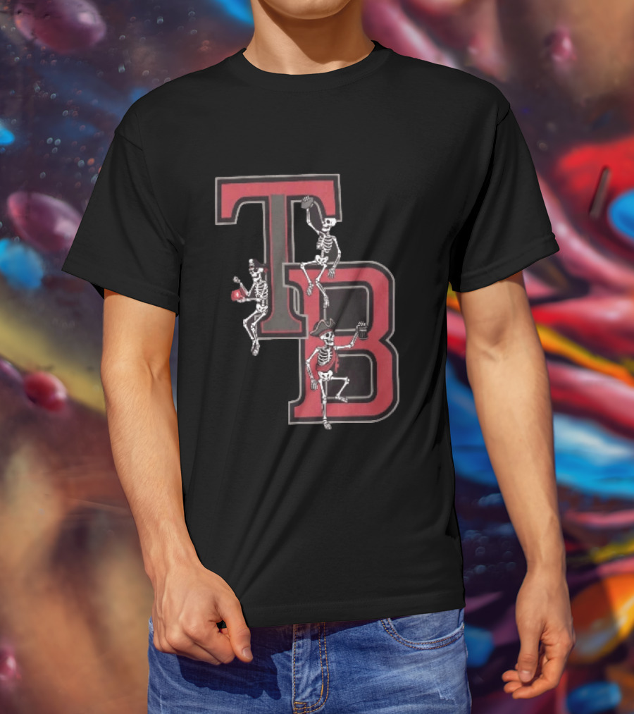 Tampa Bay Buccaneers TB Pirate Skeletons Football T-Shirt