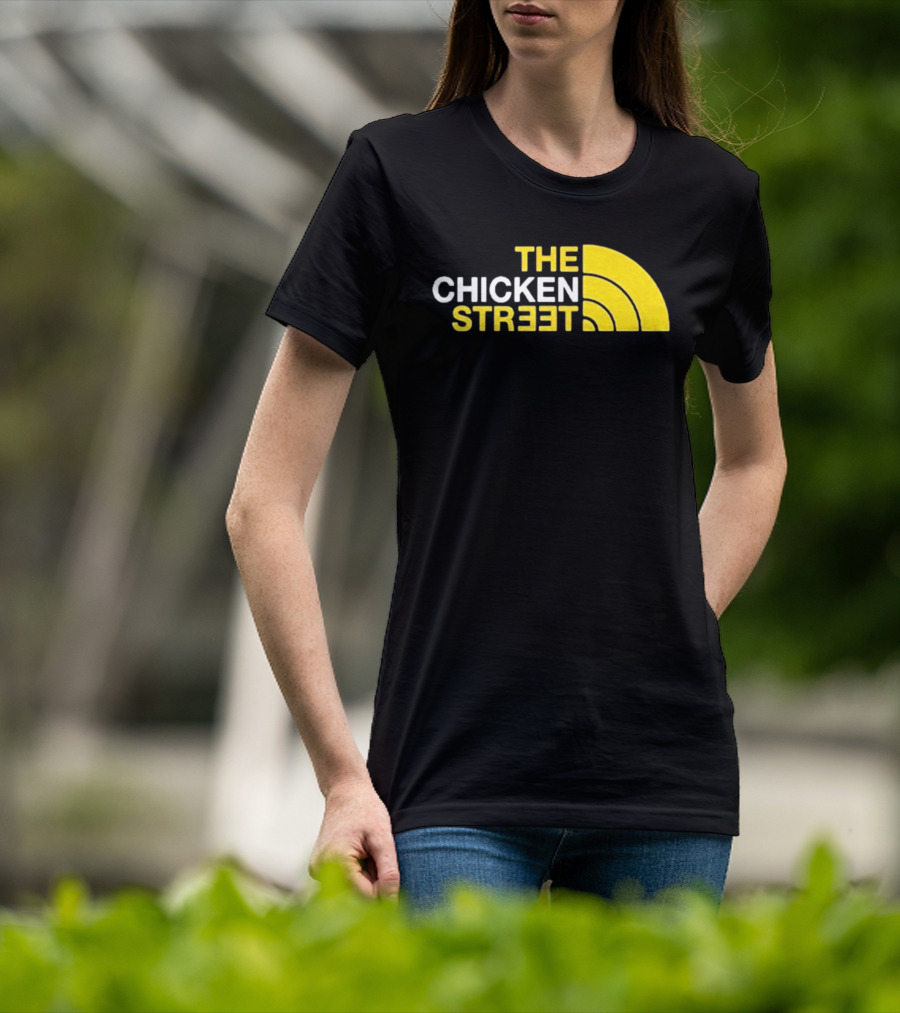 The Chicken Street Block Text Bold Yellow And White Circular T-Shirt