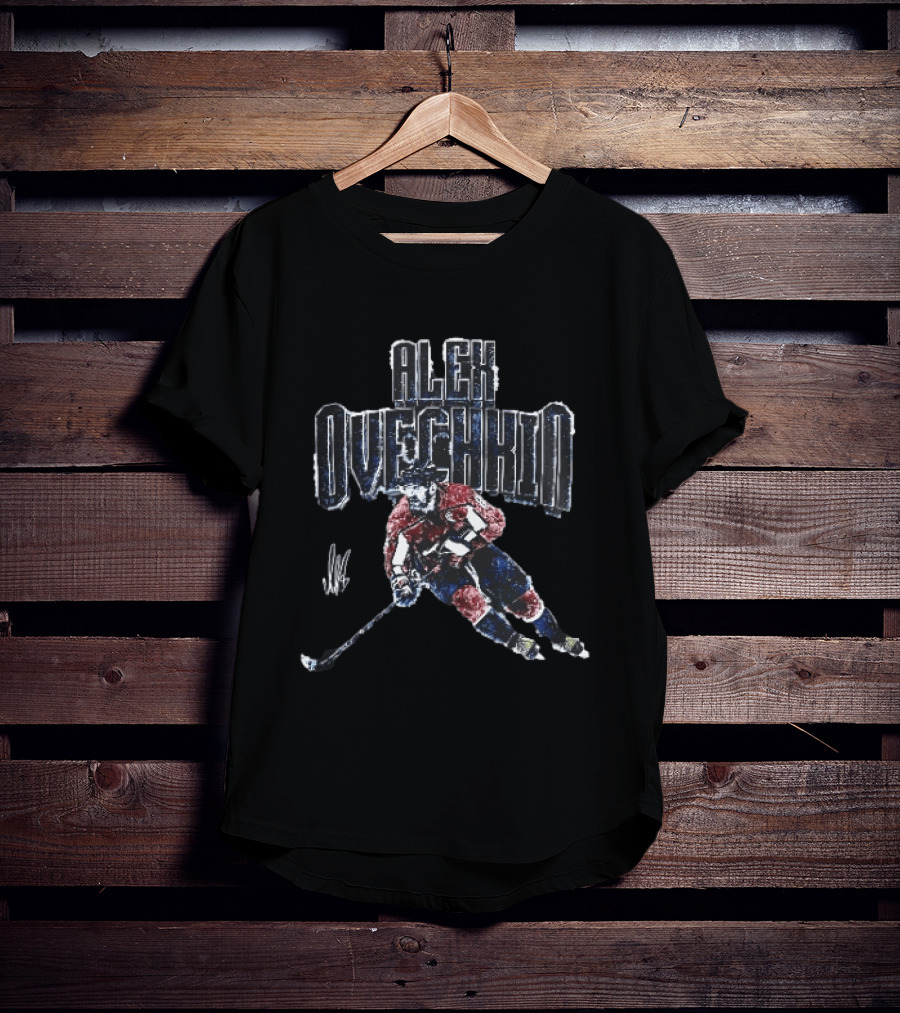 Washington Capitals NHL Alex Ovechkin Ice Hockey Player Skating Stick T-Shirt