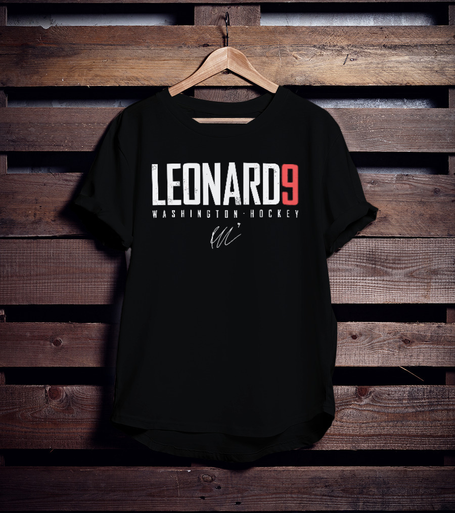 Leonard 9 Washington Hockey Player Distressed Signature T-Shirt