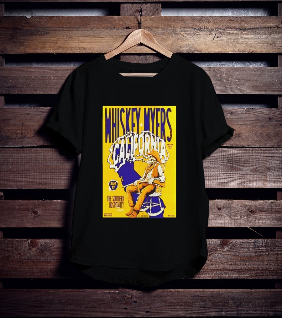 Whiskey Myers California Southern Hospitality Tour August 17 Los Angeles Reclining Cowboy T-Shirt