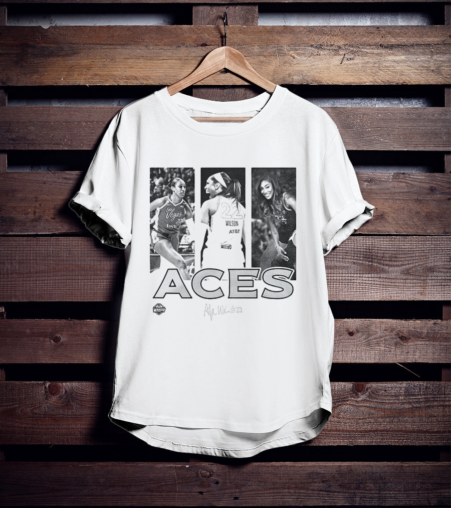 Las Vegas Aces A'ja Wilson 22 WNBA Team Player Hustle T-Shirt