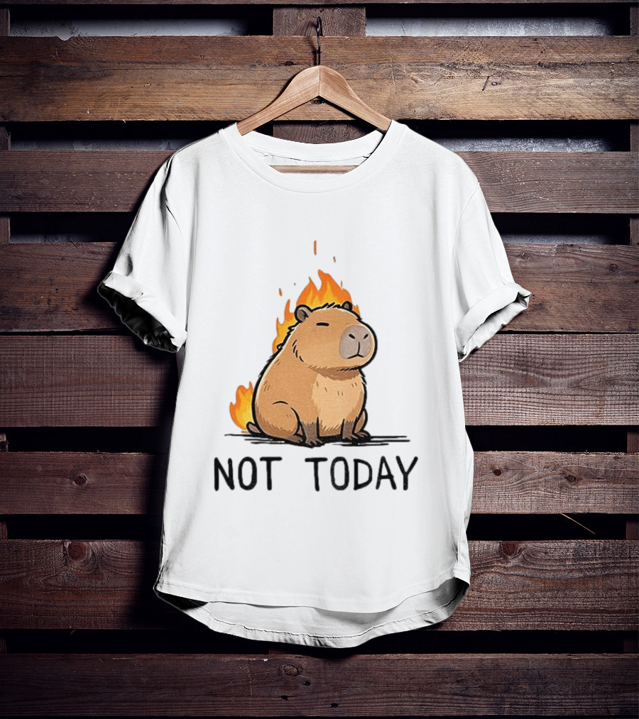 Capybara On Fire Not Today Calm Meme T-Shirt