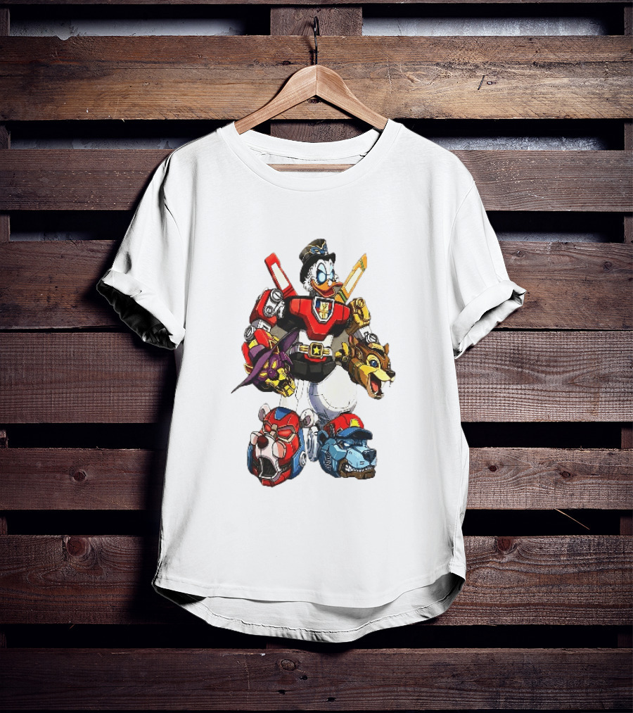 Cartoon Duck Mecha Robot Animal Armor Combination With Animal Heads T-Shirt