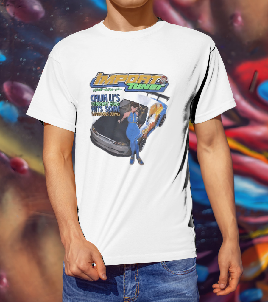 Import Tuner Chun Li's Widebody Silvia Hits Some Dangerous Curves Auto Racing Anime T-Shirt