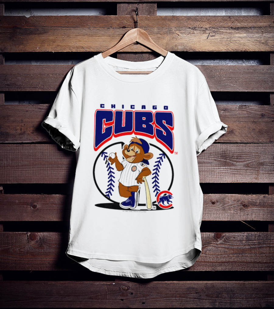 Chicago Cubs MLB 2026 Mania Bear Character Baseball Bat T-Shirt