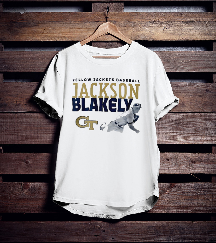 Yellow Jackets Baseball Jackson Blakely GT Pitching Action T-Shirt