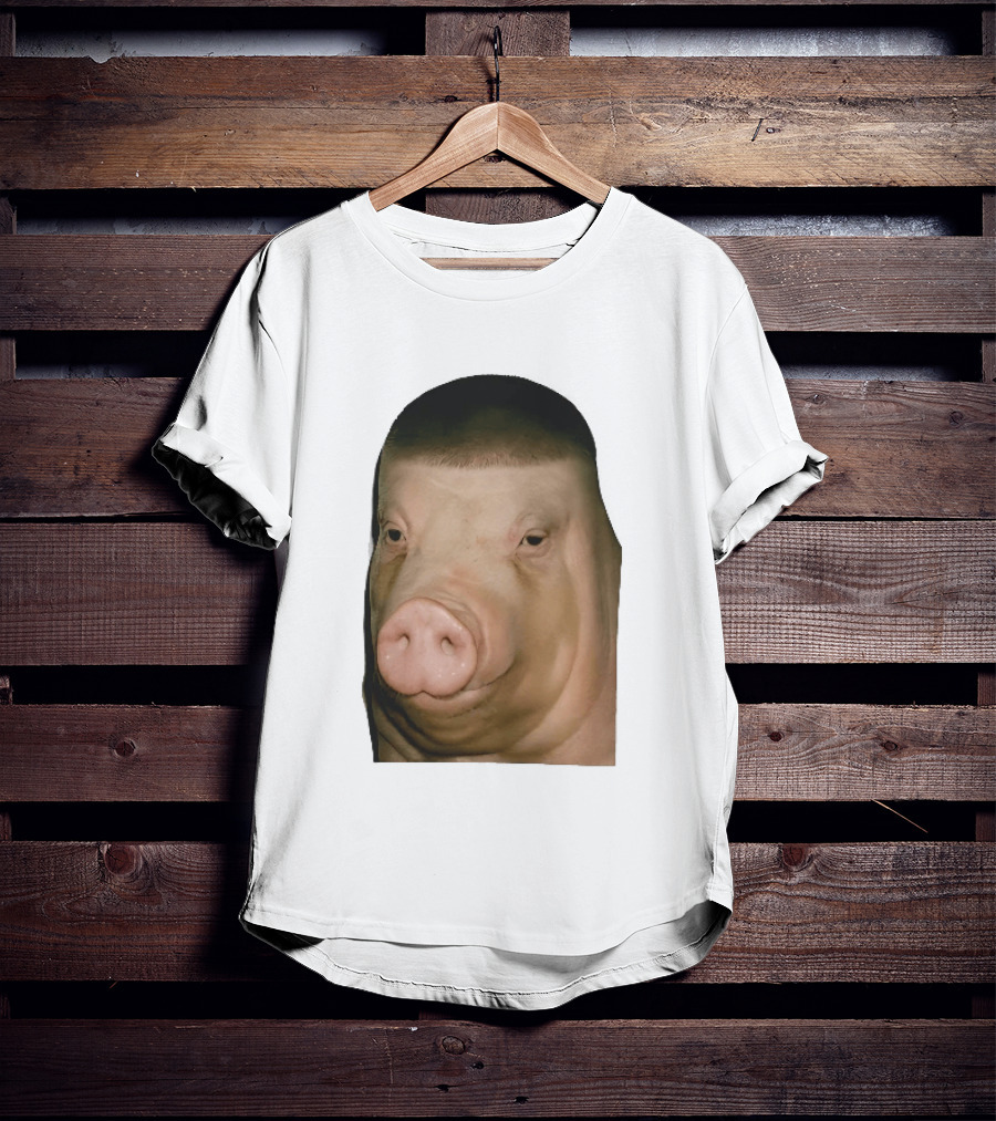 Photorealistic Close Up Pig Face Edgar Haircut Cutout T-Shirt