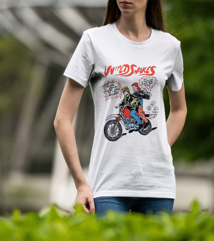 United Snakes Get On Loser We're Going To The Arcade Motorcycle Adventure T-Shirt