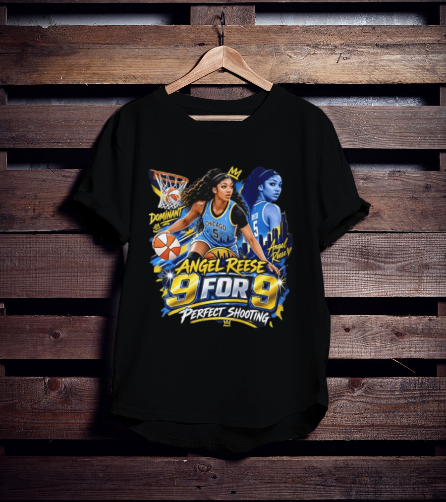 Angel Reese 9 For 9 Perfect Shooting Dominant Chicago Basketball T-Shirt