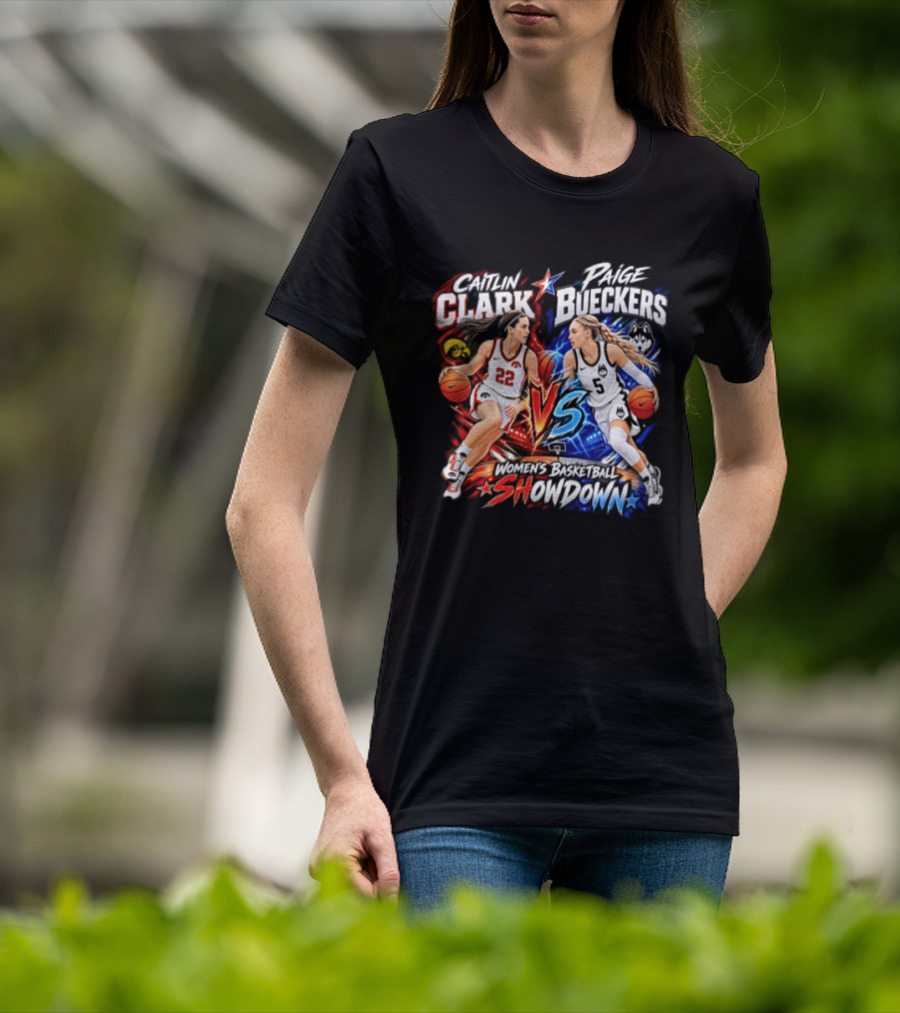 Caitlin Clark Paige Bueckers Basketball Showdown VS Rivalry T-Shirt