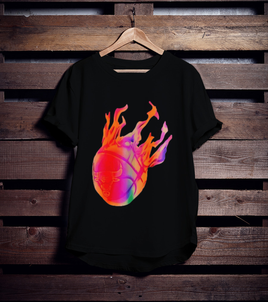 Chicago Bulls NBA Basketball Flaming Fireball NBA Fans Merchandise T-Shirt