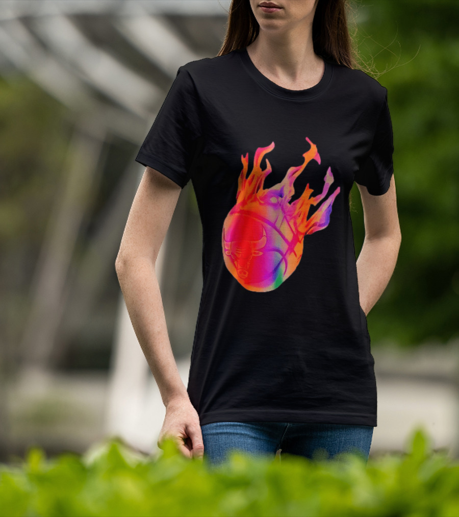 Chicago Bulls NBA Basketball Flaming Fireball NBA Fans Merchandise T-Shirt