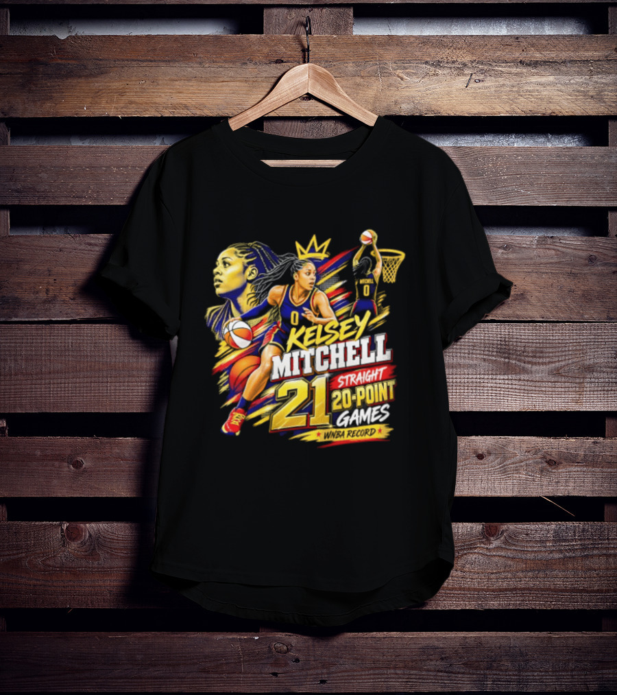Kelsey Mitchell Straight 21 Straight 20 Point Games Basketball Monarch T-Shirt