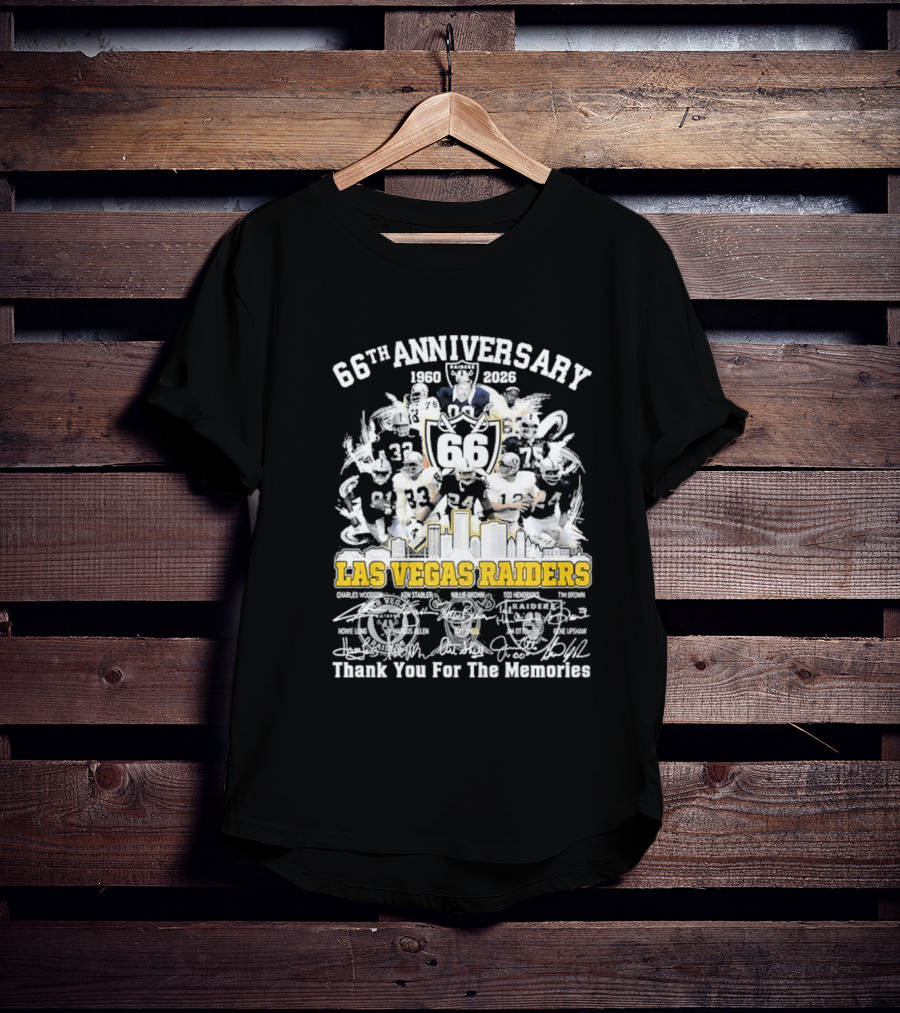 Las Vegas Raiders 66th Anniversary 1960 2026 Thank You For The Memories Celebration T-Shirt