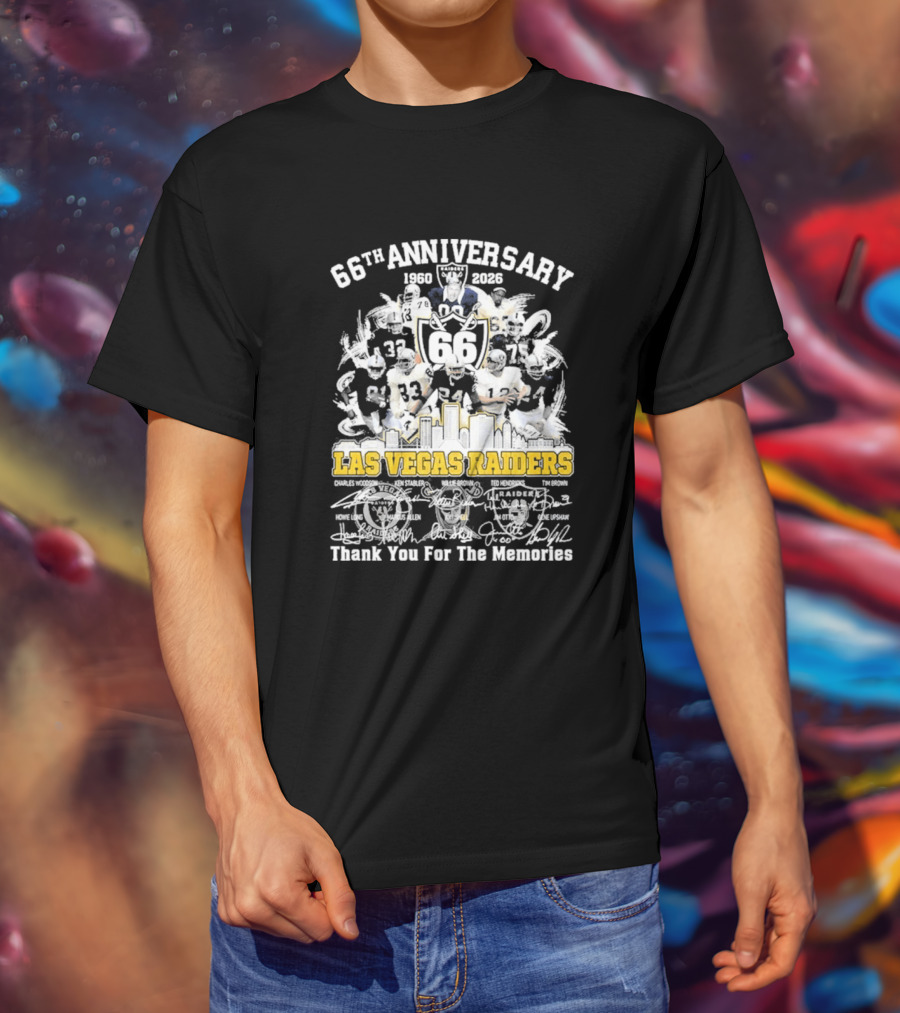 Las Vegas Raiders 66th Anniversary 1960 2026 Thank You For The Memories Celebration T-Shirt