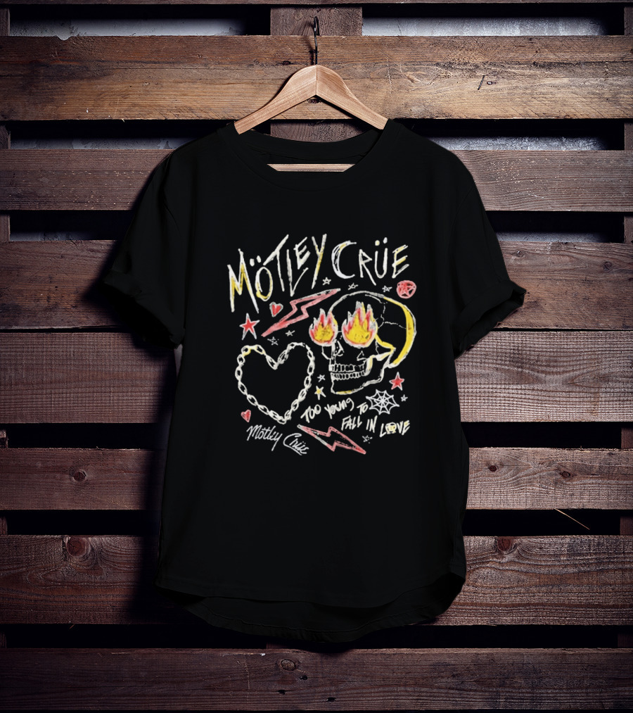 Mötley Crüe Skull Heart Lightning Too Young To Fall In Love Toddler 2026 T-Shirt