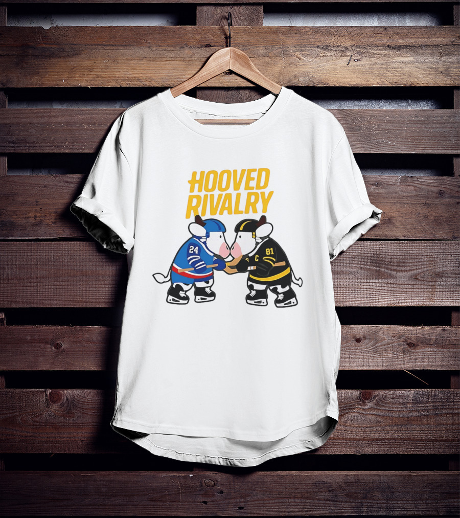 Hooved Rivalry Ilya Rozanov 24 Vs Shane Hollander 81 Hockey Faceoff T-Shirt
