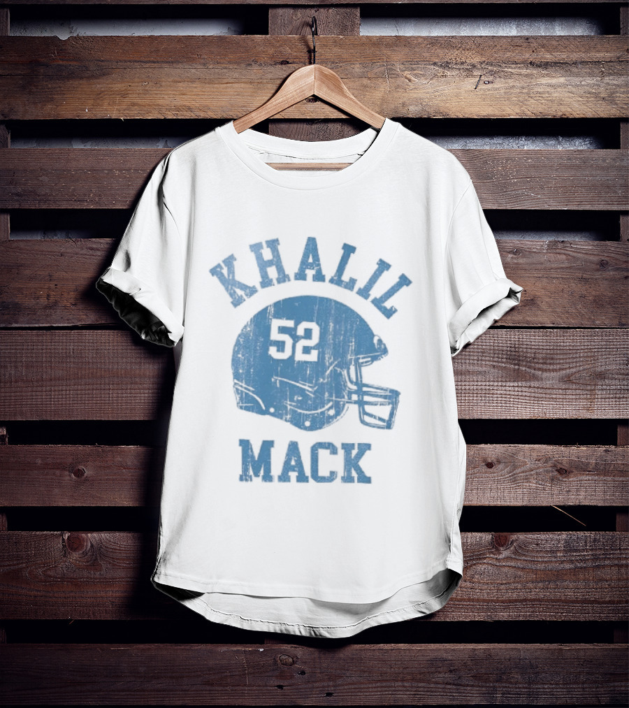 Khalil Mack 52 Distressed Powder Blue Football Helmet T-Shirt