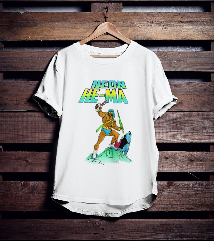 Neon He Ma Cartoon Warrior Action With Purple Drink Mountain Adventure T-Shirt