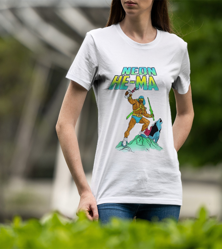 Neon He Ma Cartoon Warrior Action With Purple Drink Mountain Adventure T-Shirt