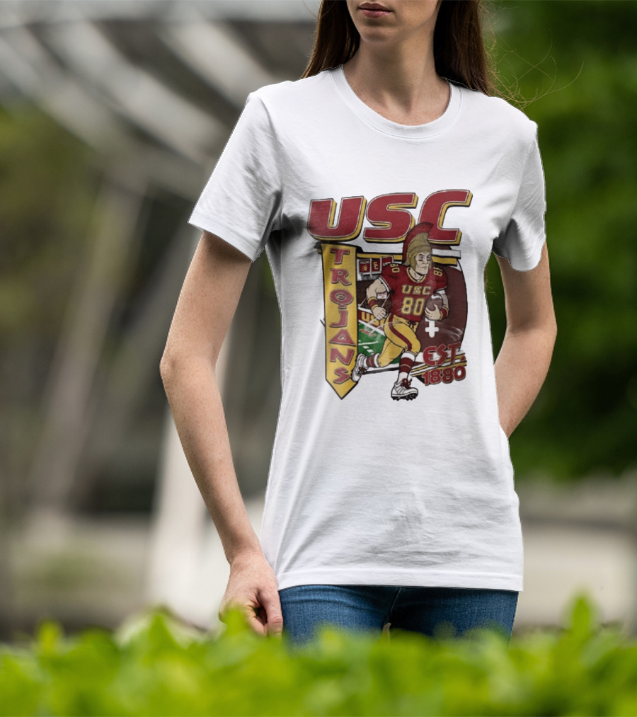 USC Trojans Football Player Cartoon Scoreboard Est 1880 T-Shirt