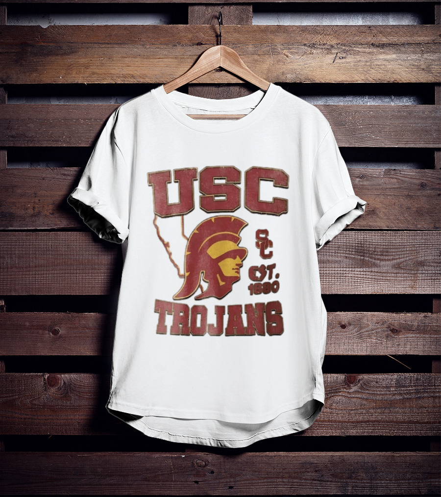 USC Trojans Est 1880 Helmet California State Map Sign T-Shirt