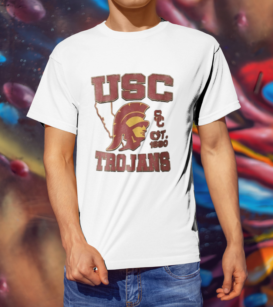 USC Trojans Est 1880 Helmet California State Map Sign T-Shirt