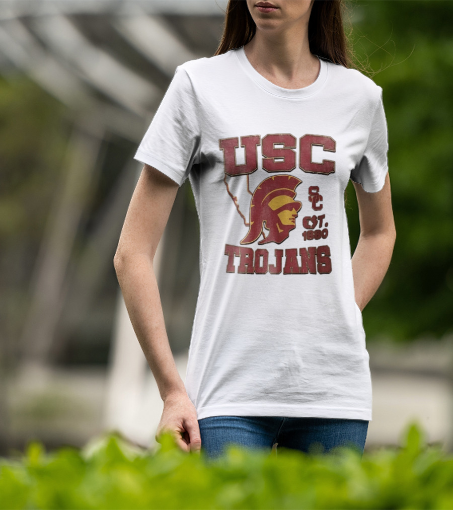 USC Trojans Est 1880 Helmet California State Map Sign T-Shirt