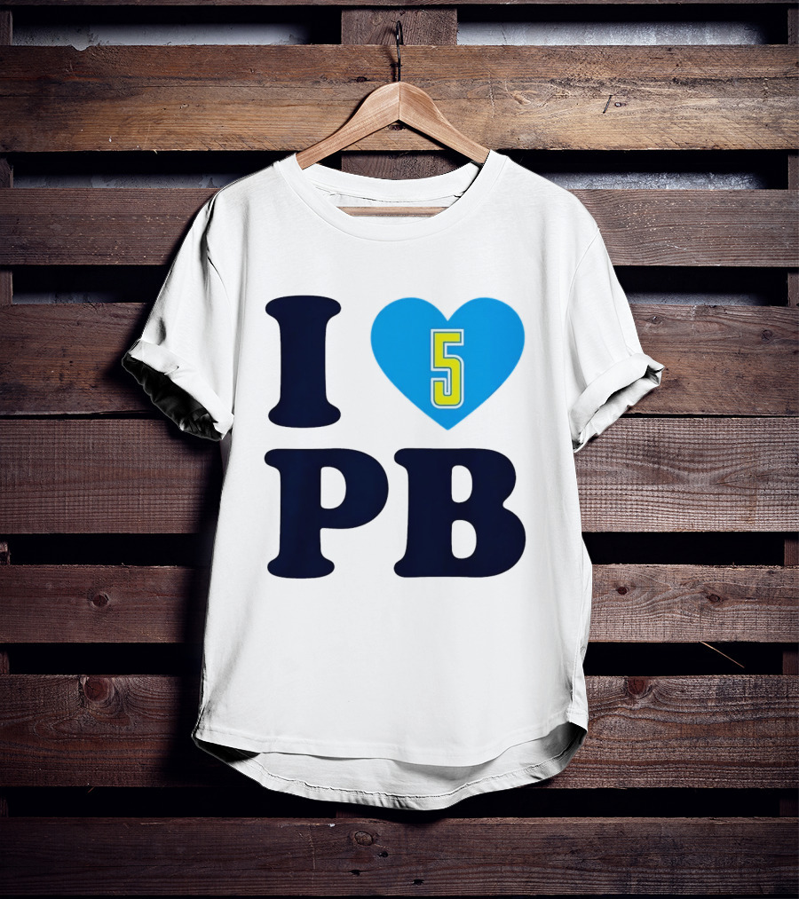 I Love PB Heart 5 Blue And Yellow T-Shirt