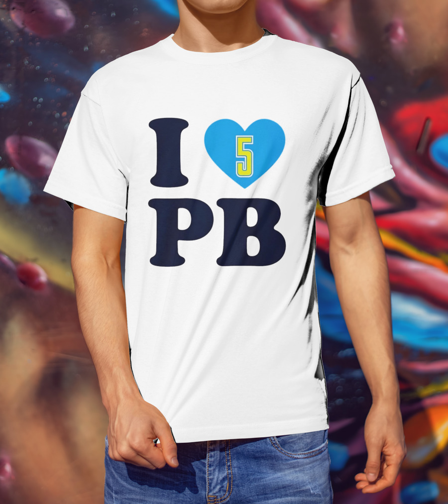 I Love PB Heart 5 Blue And Yellow T-Shirt