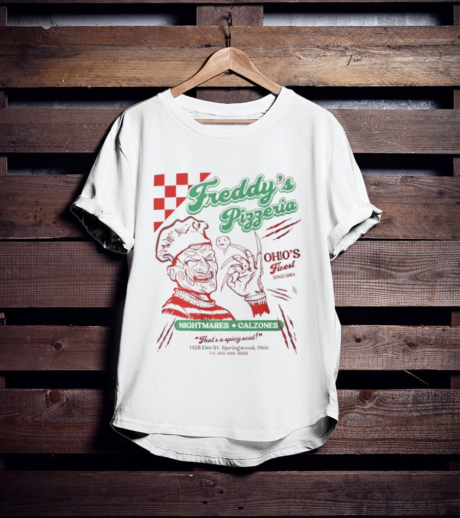 Freddy's Pizzeria Nightmares Calzones Spicy Ohio's Finest Springwood T-Shirt