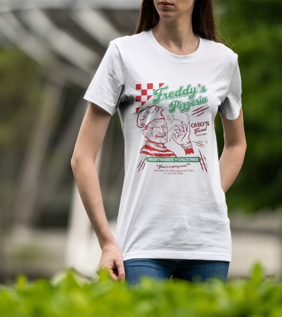 Freddy's Pizzeria Nightmares Calzones Spicy Ohio's Finest Springwood T-Shirt