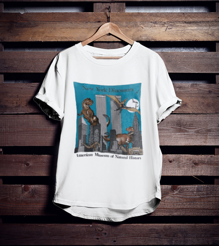 New York Dinosaurs American Museum Of Natural History Twin Towers Scene T-Shirt