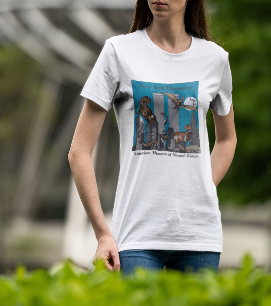 New York Dinosaurs American Museum Of Natural History Twin Towers Scene T-Shirt